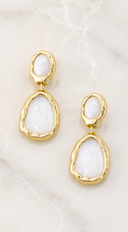 Tidal Shell Hammered Bezel Drop Earrings - Gold