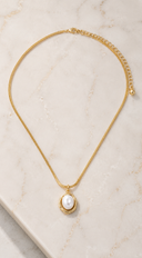 Freshwater Pearl Herringbone Chain Necklace - Gold
