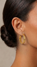 Zola 14k Gold Dipped Hammered 1" Hoop Earrings - Gold