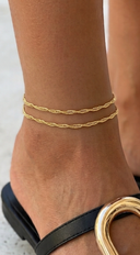 Vera Metal Chain Double Layered Anklet - Gold