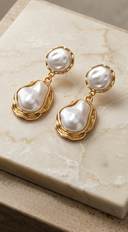 Laguna Pearl Drop Earrings - Gold