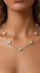 Amélie Crystal Clover Necklace - Gold
