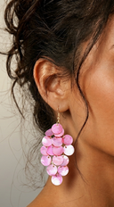 Tulum Sea Shell Chandelier Drop Earrings - Pink