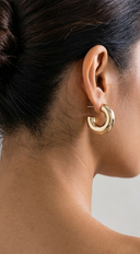 Rina Chunky Metallic Hoop Earrings - Gold