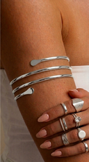 Triple Wrap Arm Cuff Bracelet - Silver