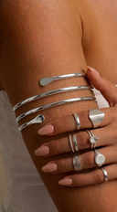 Triple Wrap Arm Cuff Bracelet - Silver
