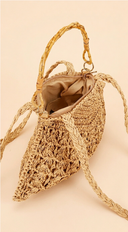 Yema Faux Straw Bamboo Handle Bag - Ivory