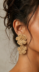 Zia FLower Earrings - Khaki