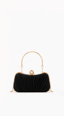 Val Pleated Evening Clutch - Black