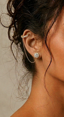 Eli Rhinestone Stud Chain Link Cuff Earrings - Gold