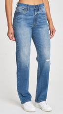 Vanette Blue Distressed Straight Leg Denim Jeans