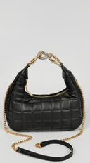 Lux Quilted Faux Leather Hobo Bag - Black