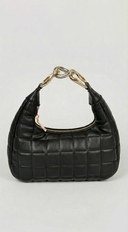 Lux Quilted Faux Leather Hobo Bag - Black