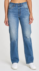 Vanette Blue Distressed Straight Leg Denim Jeans