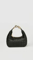 Lux Quilted Faux Leather Hobo Bag - Black