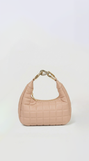 Lux Quilted Faux Leather Hobo Bag - Nude