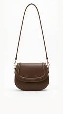 Faux Leather Crossbody Bag - Brown