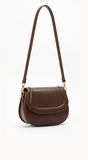 Faux Leather Crossbody Bag - Brown