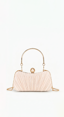 Val Pleated Evening Clutch - Nude