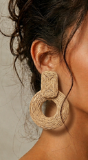 Reyna Straw Earrings - Camel