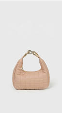 Lux Quilted Faux Leather Hobo Bag - Nude