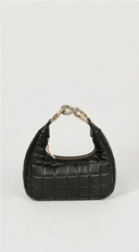 Lux Quilted Faux Leather Hobo Bag - Black