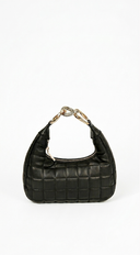 Lux Quilted Faux Leather Hobo Bag - Black