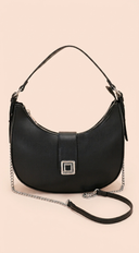 Izzy Faux Leather Hobo Bag - Black