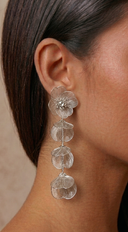 Sunset Bloom Metal Flower Earrings - Silver