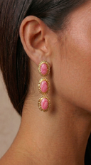 Lia Tiered Enamel Drop Earrings - Pink