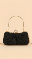 Val Pleated Evening Clutch - Black