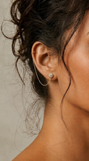Eli Rhinestone Stud Chain Link Cuff Earrings - Gold