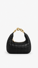 Lux Quilted Faux Leather Hobo Bag - Black