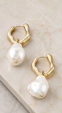 Isla Polished Stone Teardrop Earrings - Gold