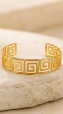 Greek Key Arm Cuff Bracelet - Gold