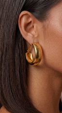 Tera Hollowed Chunky Hoop Earrings - Gold