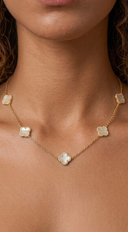 Solana Cubic Zirconia Clover Chain Necklace - White