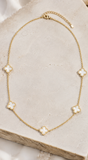 Naya Mother Of Pearl Clover Necklace - Gold
