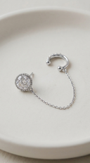 Eli Rhinestone Stud Chain Link Cuff Earring - Silver