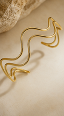 Wave Sculpted Arm Cuff - Gold