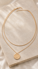 Calla Double Hammered Pendant Chain Necklace - Gold