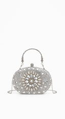 Angelina Lux Crystal Clutch Bag - Silver