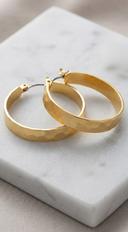 Zola 14k Gold Dipped Hammered 1" Hoop Earrings - Gold