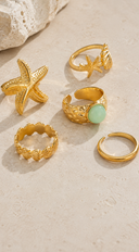Oceana 5 Piece Toe Ring Set - Gold