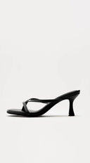 Samantha Thong Heel Mules styled on foot