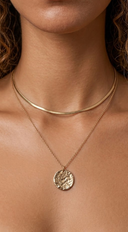 Calla Double Hammered Pendant Chain Necklace - Gold