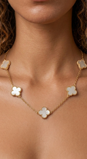 Naya Mother Of Pearl Clover Necklace - Gold