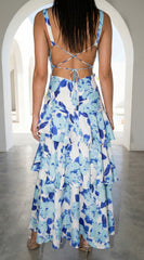 Aurelisse Floral Ruffled Maxi Dress - Blue