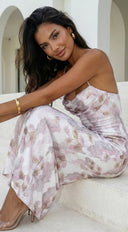 Eliara Floral Fold Over Maxi Dress - Pink