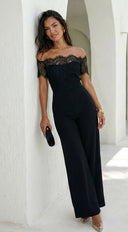 Bellamora Lace Off Shoulder Jumpsuit - Black